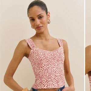 Reformation Red and White Patterned Tank Top